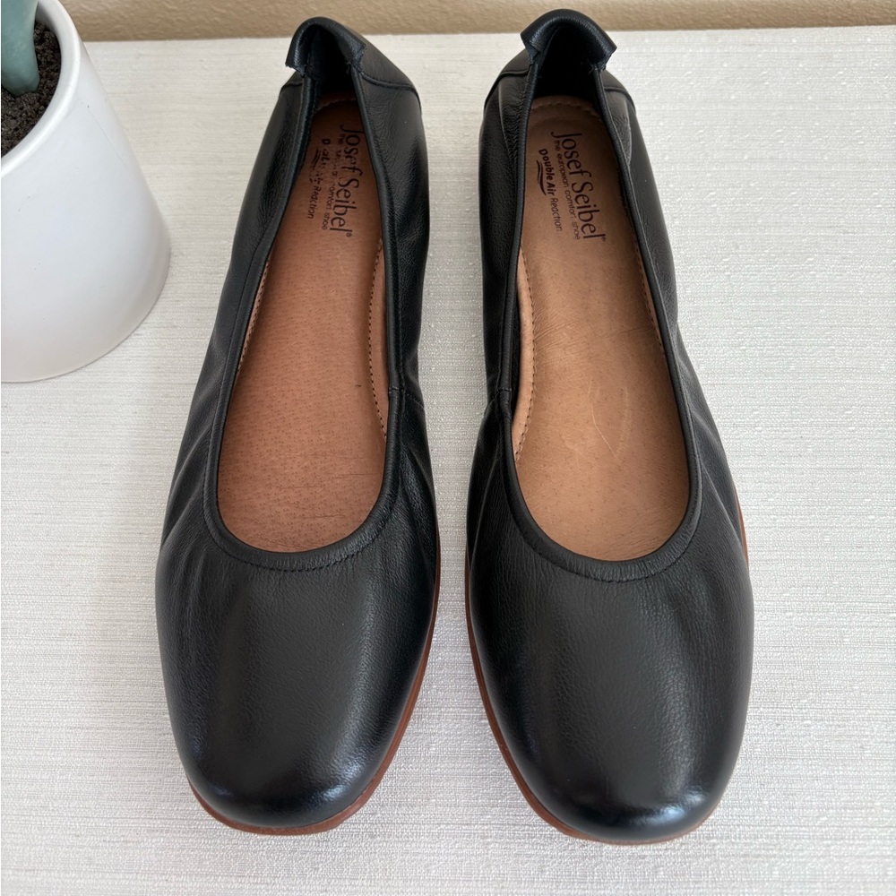 New Josef Seibel Black Leather Flexible Ballet Flats Women’s EU41 US9.5 - Picture 2 of 13
